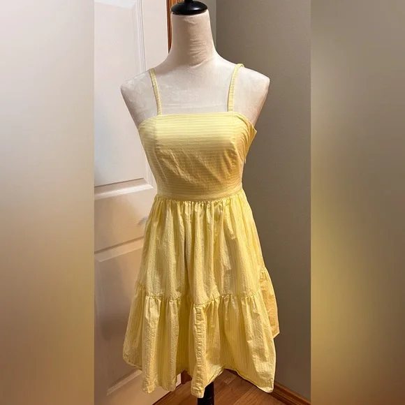J. Crew | Dresses | J Crew Yellow And White Striped Mini Dress | Poshmark